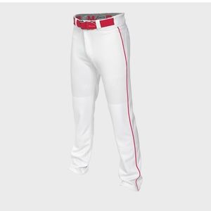 NEW 2 pair of Easton YL baseball pants 27-29” - white with red piping.